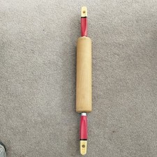 Vintage Skyline Traditional Wooden Rolling Pin – Red Handles Kitchenalia! great