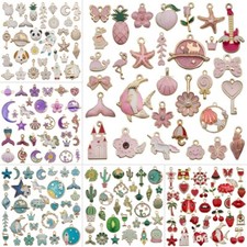 Charms For Bracelets Jewellery Making Enamel Pendants Earring Craft Gold Mixed