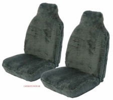 For HYUNDAI Plain Grey  Faux Fur Car Seat Covers Front Pair I10 I20 I30 I40 GETZ