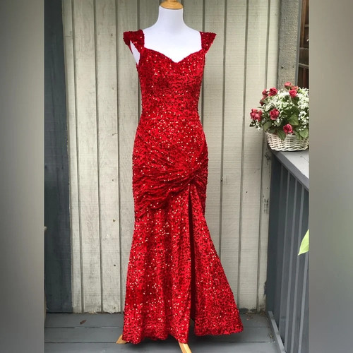 Vintage velvet sequin cinched - velvet,