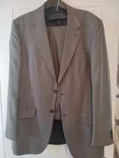F&F Tesco Men’s 2 piece Mink Grey suit blazer 40R & trousers Size 34R