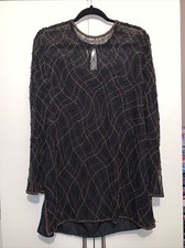 Ladies AFTER SIX By Ronald Joyce Black Heavy Beaded Tunic Size 14 -New