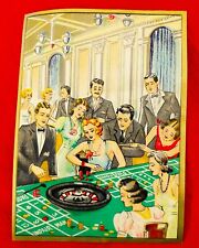 wonderful label, fabric?, 1920s/30s roulette players casino coloured vintage
