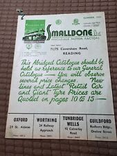 Original Smallbone Motor Factors Catalogue 1939 - Illustrated 32-pages - Cars