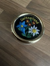 Vintage Mapsa Swiss Musical Movement Edelweiss Tune, Hand Embroidered Top