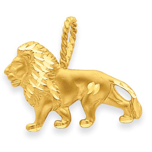 Yellow gold lion charm - gold, pendant