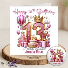 Girls 13th Birthday Card Personalised Daughter Granddaughter Officially Teenager