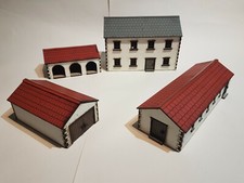 28mm WW2 4 Farm Buildings MDF Painted Terrain Suitable for Bolt Action 