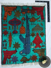 Afghan War Rug - Handknotted Wool  - Geniune Made in Afghanistan Carpet #011