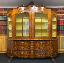 Large Outstanding Mid-18th-Century Dutch Floral Marquetry Glazed Display Cabinet