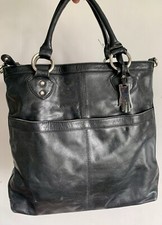 VINTAGE DENTS BLACK LEATHER TOPHELD MESSENGER TOTE HANDBAG WORK CAUSAL