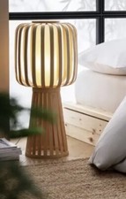 Habitat Table Lamp Natural Boho Bamboo Achille stylish wooden floor