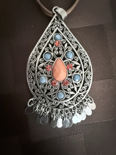 Boho teardrop pendant - boho, necklace