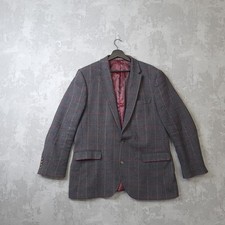 Samuel Windsor Blazer Men's 44 Grey 100% Wool Checkered Single-Breasted Jacket