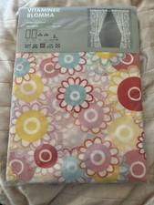 Rare Vintage 2006 IKEA VITAMINER BLOMMA Pair Curtain Panels Sheer Floral New