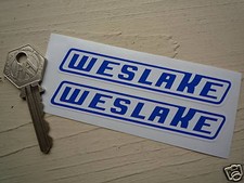 WESLAKE Blue 'n' White script Stickers 4"