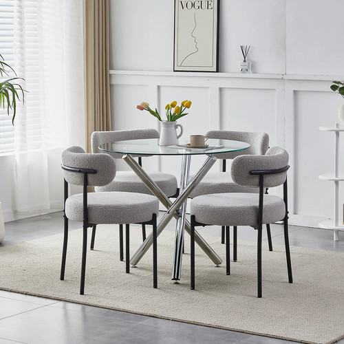 Round glass dining table set - glass,