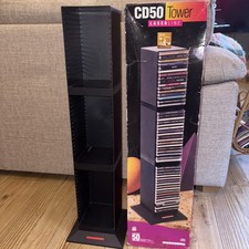 Laserline 50 CD Media Storage Tower Organizer Display Rack Holder Black 29" Tall