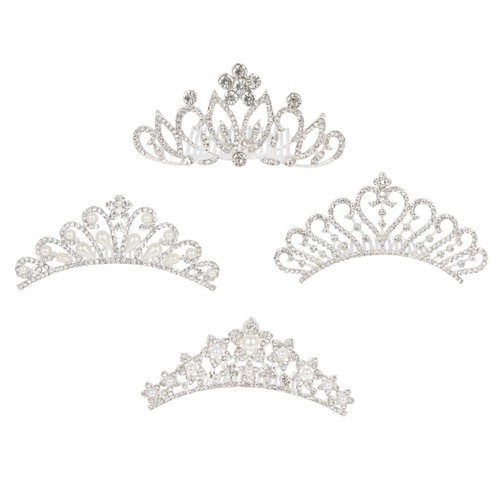 4pcs rhinestone pearl crown - rhinestone,