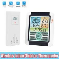 Wireless LCD Digital Indoor Outdoor Weather Station Clock Thermometer Humidity