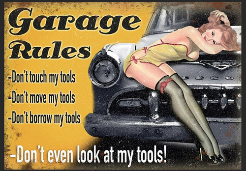 Garage rules metal - rules, sign