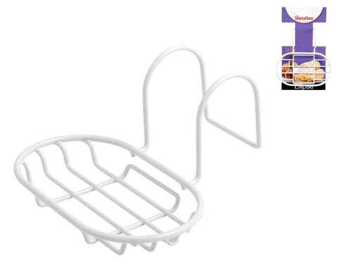 White metal wire soap holder - white,