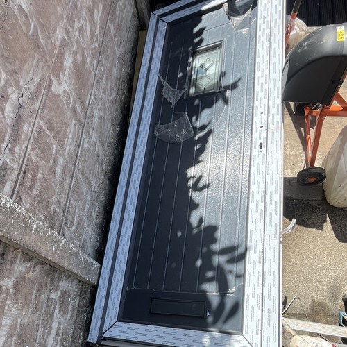 Grey upvc single front door - upvc,