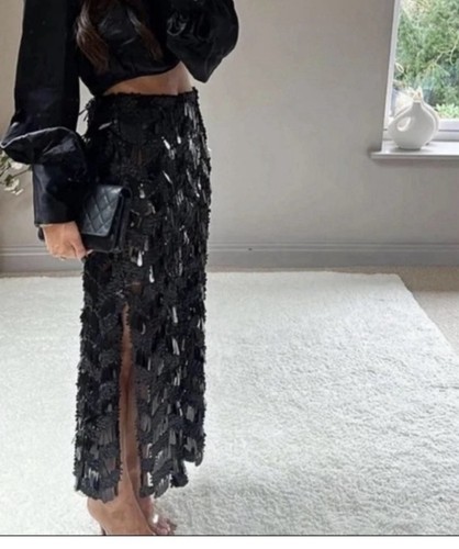 Zara black sequin - black, skirt