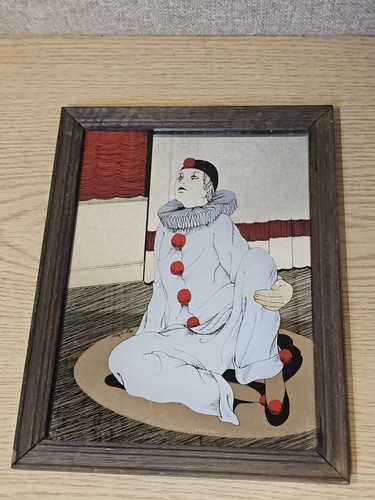 Vintage pierrot clown mirrored - vintage,
