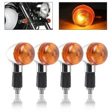 4x Front Rear Motorcycle Turn Signal Blinker Indicator Light Amber Chrome Bullet