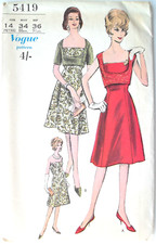34" Vintage 1960s Strapless Dress & Overblouse Sewing Pattern Vogue 5419