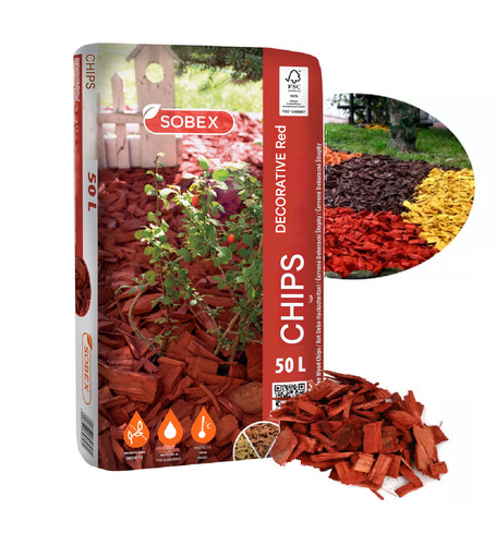 Red bark chippings decorative - bark,