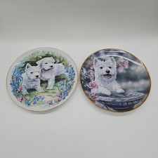 Pair of Dog Themed Decorative Plates Westies Cute Puppies Danbury Mint Royal Cre