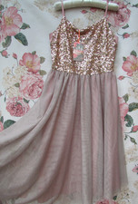 MONSOON BNWT Pink Rose Gold Bridesmaid Prom Party Occasion Dress 13-14  £50