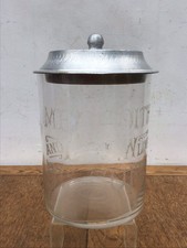 ANTIQUE MEREDITH & DREW GLASS BISCUIT JAR, ADVERTISING COUNTER TOP JAR