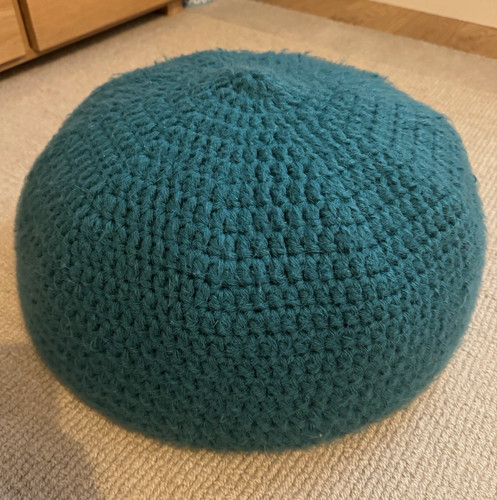 Teal knitted round - knitted, pouffe