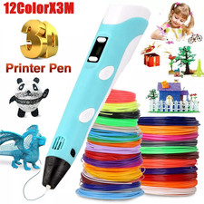 3D Printing Pen Doodle Printer Drawing 12 Colours 36M PLA Filament Gift For Kids