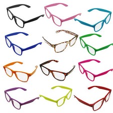 Neon Geek Glasses Festival Fun Party wear 80's Coloured Fancy Dress Costume UK