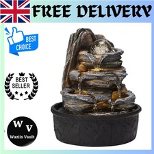 Indoor Cascading Stone Fountain Water Feature with Crystal Ball LED Lights Decor