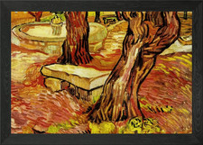 Tree Trunks and Bench Framed Wall Art Poster Canvas Print Picture