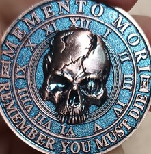 Memento Mori Coin Skull Coin Set,Plated withRed Copper,Tree of Life Stoic.draw32