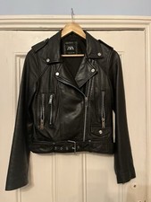 Zara Real Leather Black Biker