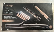 George 5 in 1 Multi Styler Hair Brush, Straightener Crimper, Wand And Tong
