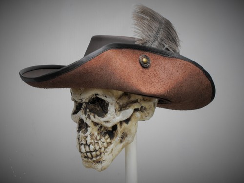 Musketeer brown leather hat - musketeer,