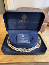 Vintage Boxed Lotus Three Row Simulated Pearls Beaded 24ct Gold Plated Fittings