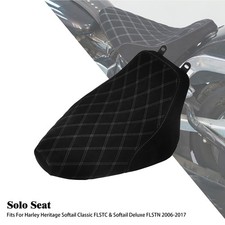 Driver Solo Seat White Stitching For Harley Heritage Softail FLSTC Deluxe 06-17