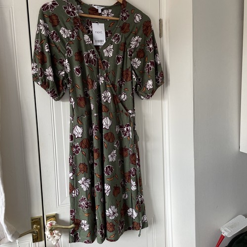 Next green flower print dress - green,