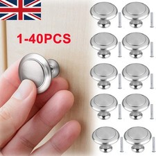 1-40Pcs Door Knobs Cabinet Kitchen Stainless Steel DIY UK Handles Cupboard Draw