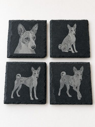 Basenji dog slate - basenji, coasters