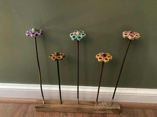 Scrap metal garden stakes - metal,